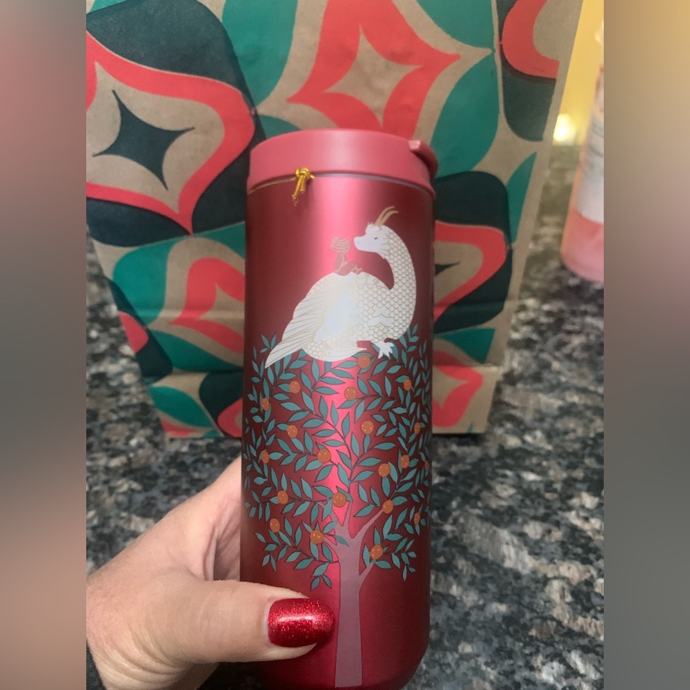 Starbucks 2024 Year of the Dragon.Insulated Red Wood Dragon SS Tumbler NWT HTF. - Picture 3 of 8